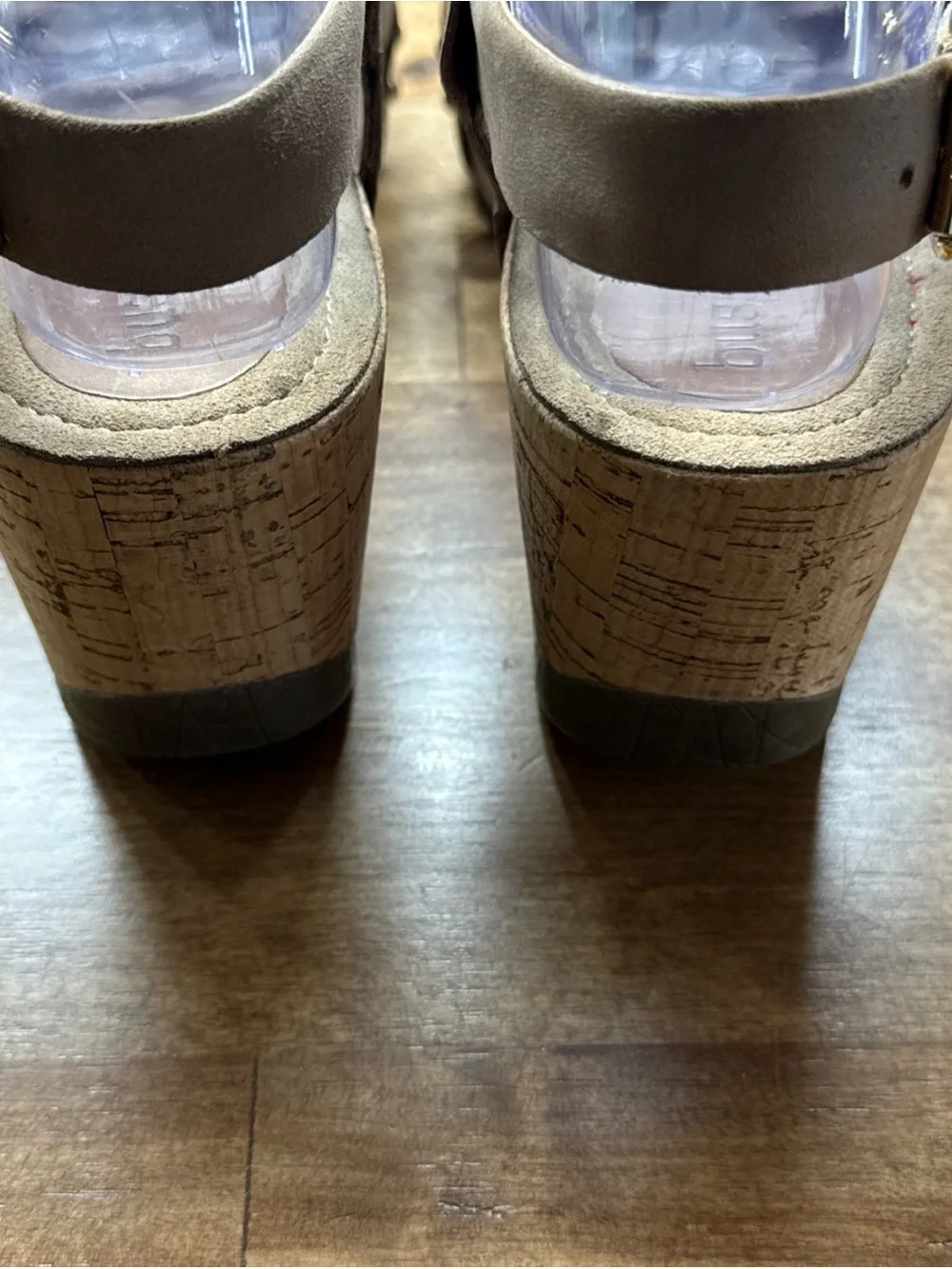 Bussola Formentera Sandals Womens 37 Cork Wedge Strappy Slingback Gray Leather